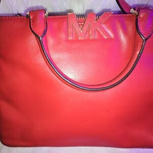 Michael Kors Red Leather Tote Bag